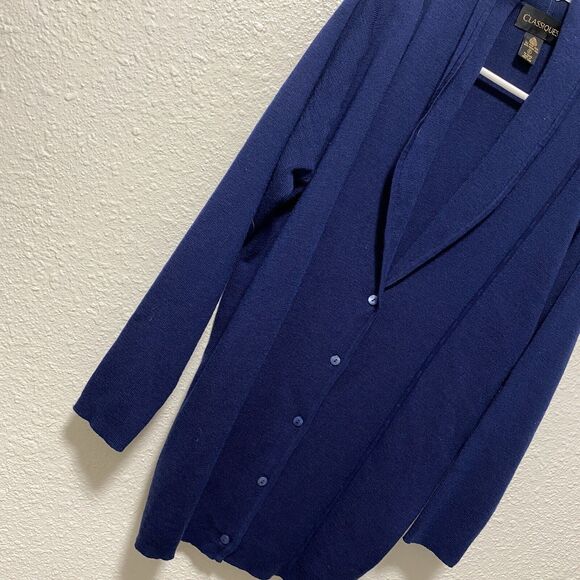 vtg merino wool sweater small classiques navy blue adult made in hong kong tt - Picture 2 of 13